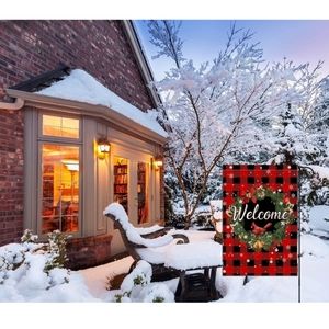 Premium Buffalo Plaid Winter Welcome Flag